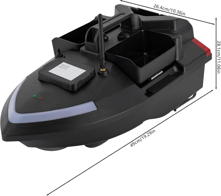 RC Bait Boat 500M Range Remote Control Fishing Boat, 3 Bait Slot 4.4LBS Loading 12000Mah Battery and Dual Motors with LED Light for Professional Fishing with GPS, 100 Points