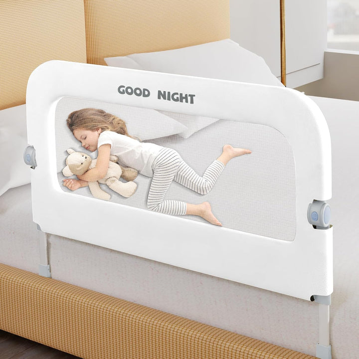 Bed Guard Rail for Toddlers - 32" Adjustable Heights & Folding up Portable Bed Railing for Baby - Toddler Bed Rails Guard for Crib, Twin, Bunk,Full Size, Queen & King Bed
