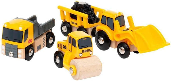 Construction Vehicles - Premium Wooden Toy Train Set | Fun and Educational | Easy Magnetic Couplings | FSC Certified Wood | Ideal Christmas or Birthday Gift