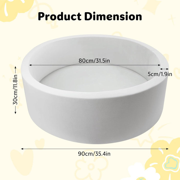 Ball Pit for Toddlers, 35.4"X 11.8" Foam Ball Pits for Babies, Indoor Soft round Baby Playpen for Kid, Ideal Gift for Toddlers,Grey (Balls Not Included)