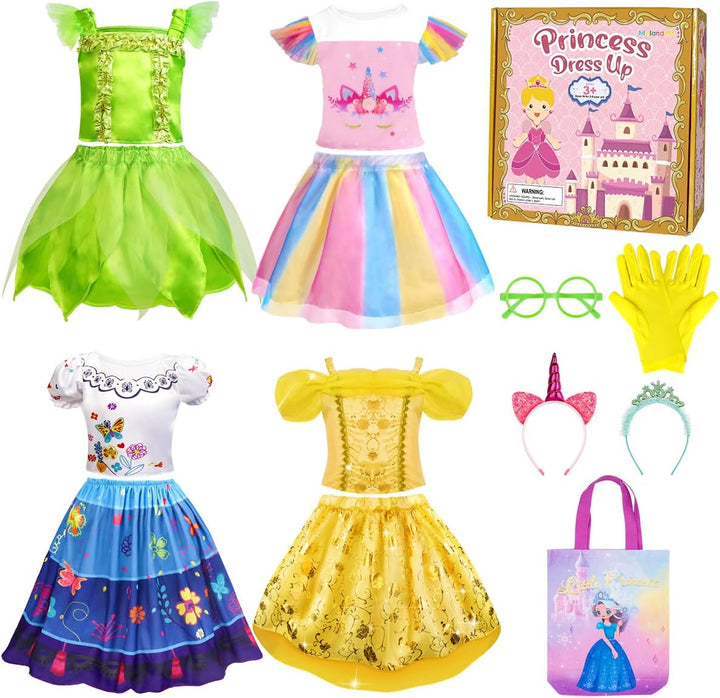 Princess Dress up - Princess Dresses for Girls with Princess Toys, Dress up Clothes for Little Girls Pretend Play