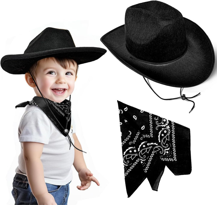 Toddler Cowboy Hat and Blue Bandana for Age 2-5
