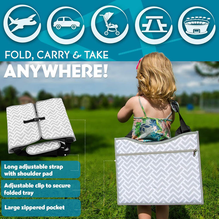Travel Tray, Toddler Car Seat Lap Tray, Road Trip Essentials Activity Table (Blue/Gray)