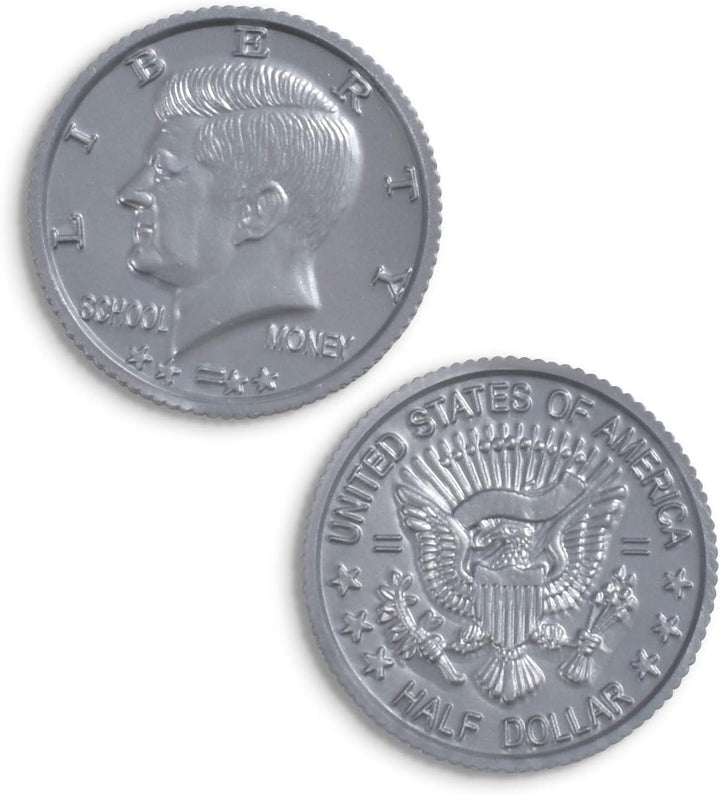 Play Coin Set - 30 Pennies, 20 Nickels, 20 Dimes, 20 Quarters and 4 Half-Dollars - Realistic Coins for Pretend Play