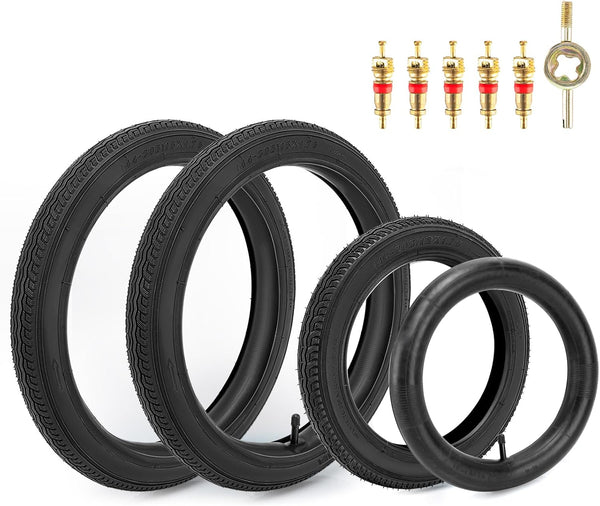 Rear 16×1.75/2.125 & Front 12×1.75/2.125/2.25 Tires and Inner Tube Fit for Bob Stroller Revolution Graco 3-Wheeler Gear Jogging Troller Models - Single and Double Stroller Tires Replacement
