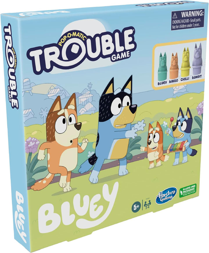 Trouble: Bluey Edition Board Game for Kids, 2-4 Players, Race Bluey, Bingo, Bandit, or Chilli to the Finish, Ages 5 and up (Amazon Exclusive)
