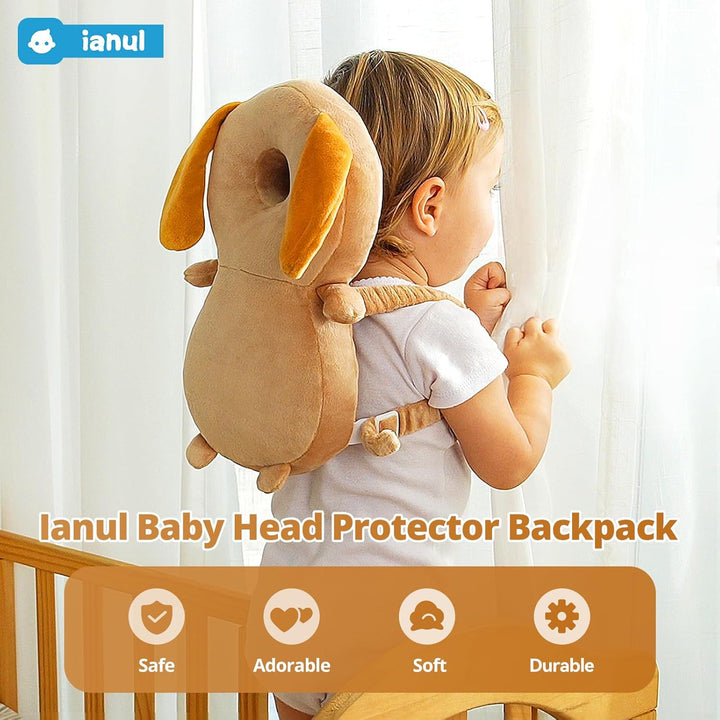 Baby Head Protector Backpack – Lightweight Adjustable Head Protection Pillow for Toddlers – Prevent Injuries While Crawling and Walking – Soft Breathable Design with Secure Fit (Puppy)