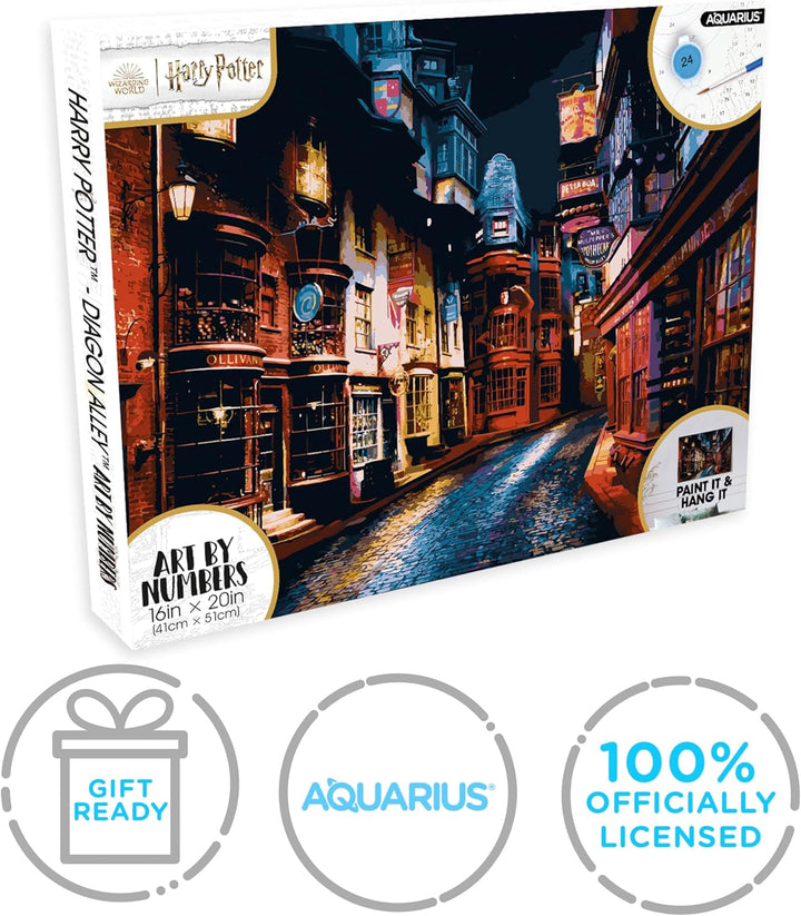 Harry Potter Diagon Alley Art by Numbers - 16 X 20 Inches Harry Potter Themed Paint by Number for Adults & Kids - DIY Color by Number Paint Kit for Beginner - Officially Licensed