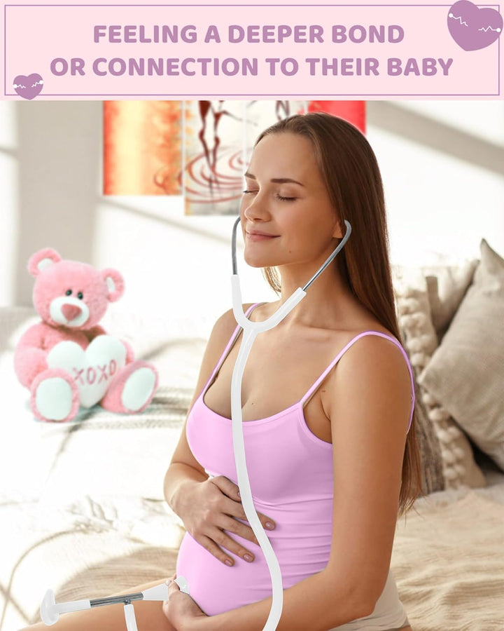 -Fetal Heartbeat Monitor, Fetoscope Heart Beat Monitors for Pregnancy Detection - 24 Weeks, Baby Heartbeat Monitor Pregnancy, at Home Fetal Heartbeat Monitor with the Stethoscope (White)