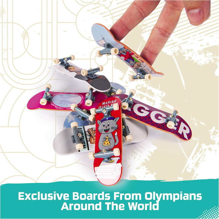 , Competition Legends 8-Pack Fingerboards with Collectible Cards, Olympic Games Paris 2024, Customizable Mini Skateboards, Kids Toys for Ages 6 and Up