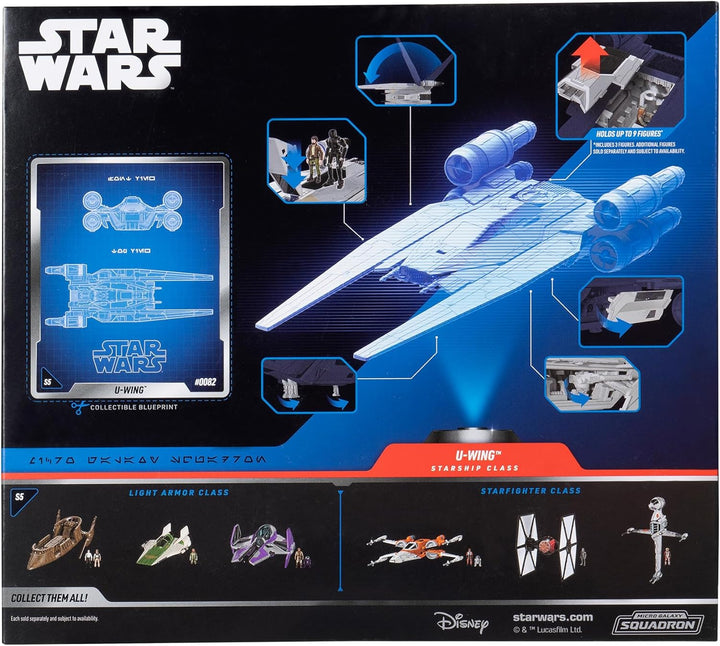 Star Wars Micro Galaxy Squadron U-Wing Starfighter - 12-Inch Vehicle with Foldout Wings, Troop Bay, Sniper Gun, and Three 1-Inch Micro Figure Accessories