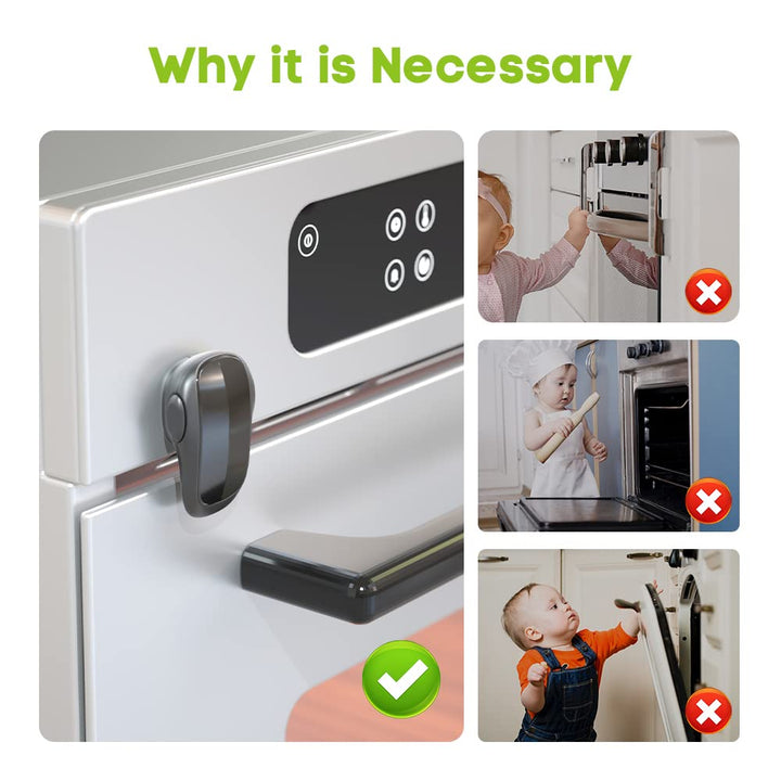 1 Pcs Baby Safety Oven Door Lock, Double Button Oven Lock for Kitchen Safety (Black)