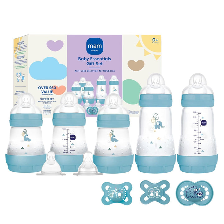 Newborn Essentials Matte Feeding Set with Easy Start Anti-Colic Bottles 5Oz, Self-Sterilizing, 0-3 Months Pacifiers and Skinsoft Silicone Nipples, Baby Gift, 10 Pieces