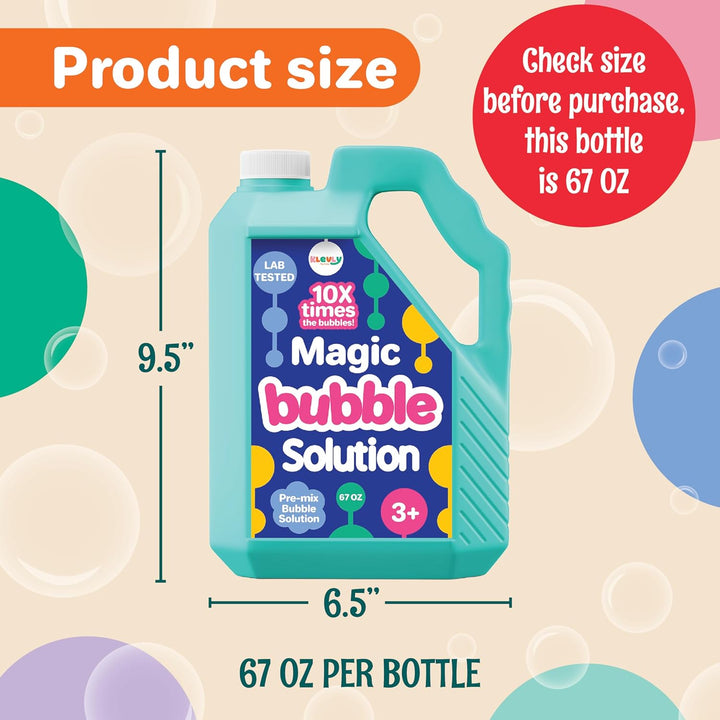 67 OZ Iridescent Bubble Solution Refill | Non-Toxic Pre-Mix Bubble Refill Solution No Mixing or Measuring Required | Bubbles for Kids | Bubbles Bulk | Bubble Machine Solution | Giant Bubbles (67, OZ)
