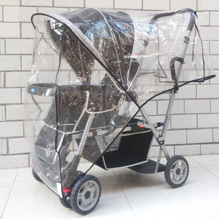 Weather Shield Double Popular for Swivel Wheel Stroller Universal Size Baby Rain Cover/Wind Shield Deal (Black)
