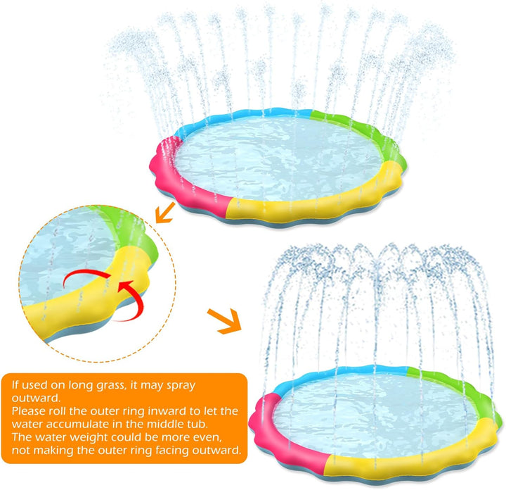 Splash Pad Sprinkler for Kids Splash Play Mat Outdoor Water Toys Inflatable Splash Pad Baby Toddler Pool Boys Girls Children outside Backyard Dog Sprinkler Pool Age 1 2 3 4 5 6 7 8 9 M