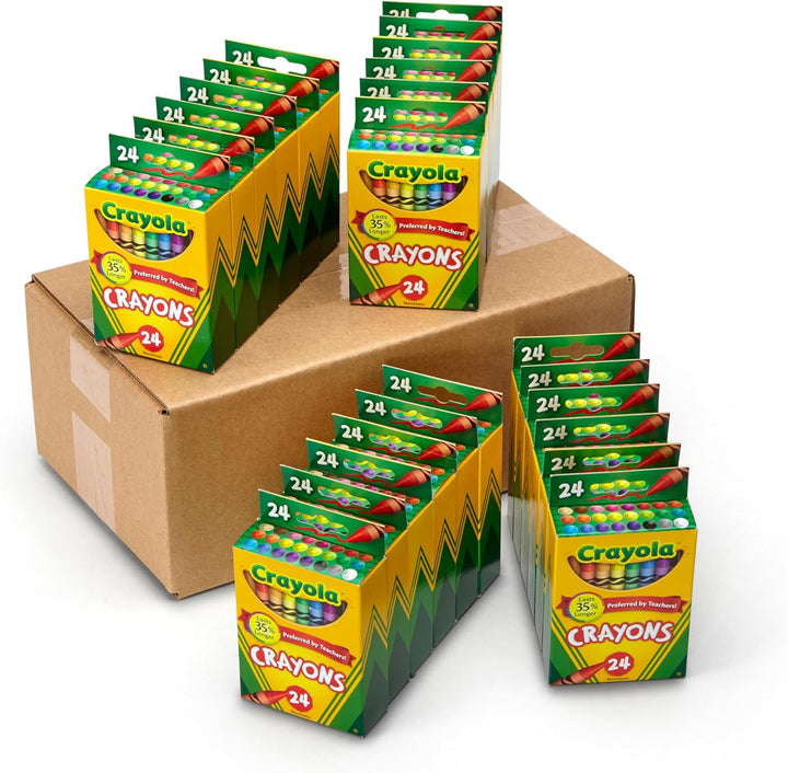 Crayons Bulk (24 Packs), Kids Back to School Essentials, Teacher Classroom Must Haves, Bulk School Supplies for Preschool & Kindergarten