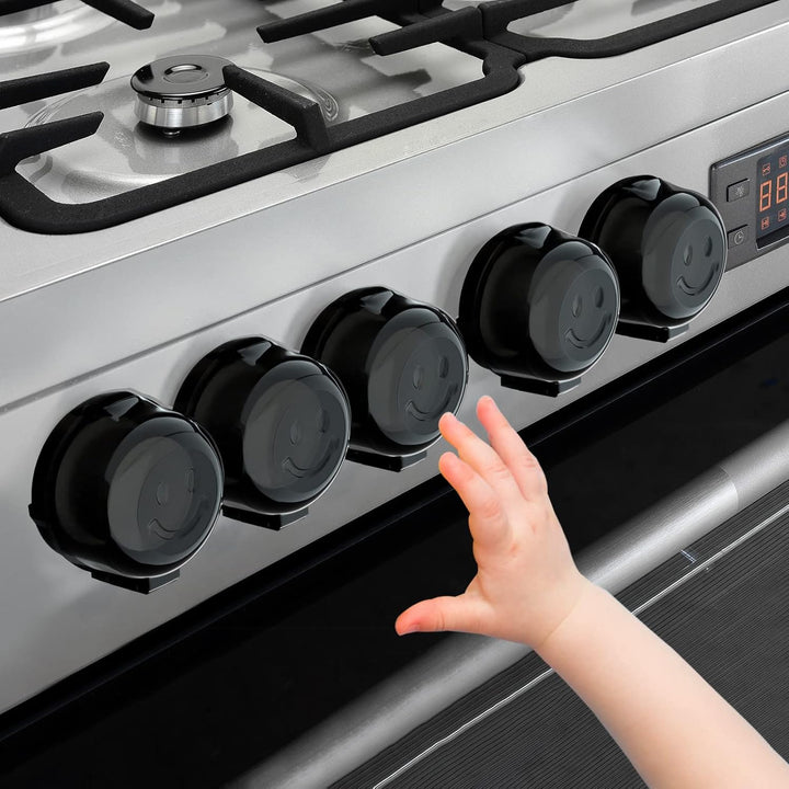 Stove Knob Covers for Child Safety - 5 Pack  Upgraded Double-Key Design Universal Size Baby Safety Gas Oven Knob Covers Stove Guard Baby Proofing