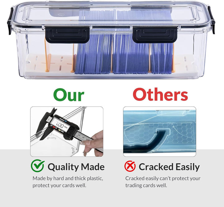 Toploader Storage Box, Trading Card Storage Box with 5 Dividers, Hard Plastic TCG Card Storage Box for Top Loaders, Large for 165 Toploaders 650 Cards (2 Pack)