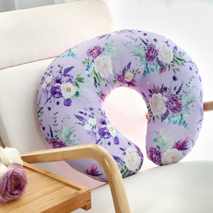Nursing Pillow Cover 1 Pack, Removable Nursing Pillow Cover for Breastfeeding Pillows, Super Soft Comfortable Slipcover for Boy and Girls, Purple Floral