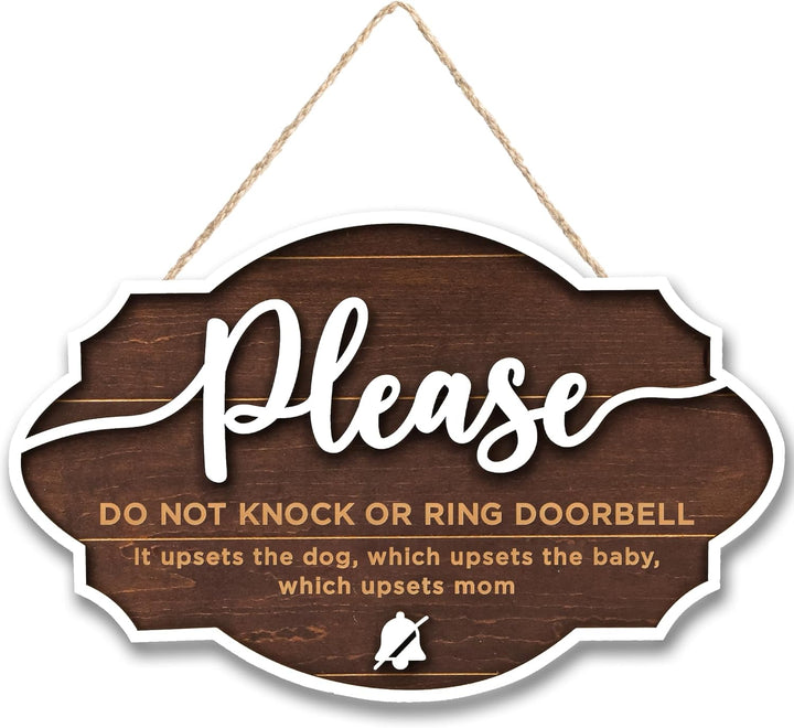 Do Not Ring Doorbell Sign Baby Sleeping - Please Do Not Knock or Ring Doorbell Sign, No Soliciting Baby Sleeping Sign for Front Door, Shh Dont Ring Doorbell Sign, Do Not Knock Sign Hanger