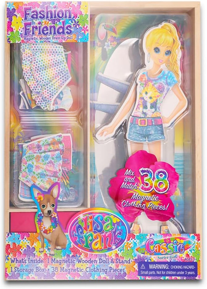 Paper Dolls Activity Set -- 1 Wooden Doll with Stand, 1 Storage Box with over 30 Magnetic Clothing Pieces ( Party Supplies)