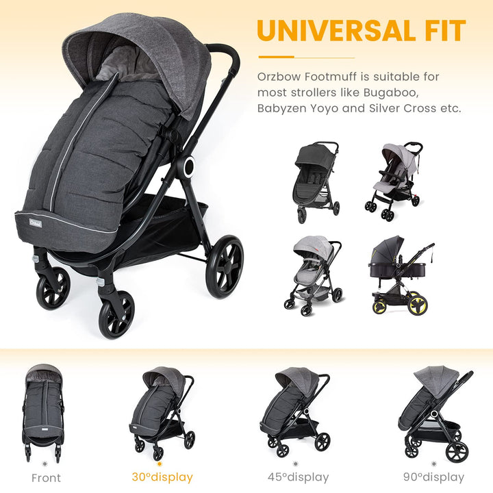 Warm Bunting Bag Universal,Stroller Sleeping Bag Cold Weather,Waterproof Toddler Footmuff (Dark Grey, Large)