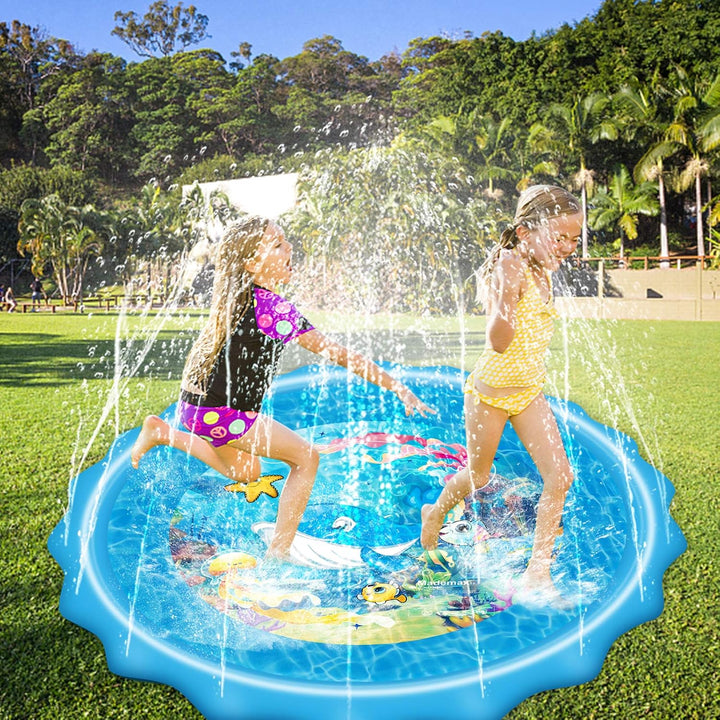 Upgraded 67" Splash Pad, Sprinkler & Splash Play Mat, Inflatable Summer Outdoor Sprinkler Pad Water Toys Fun for Children, Infants, Toddlers, Boys, Girls and Kids