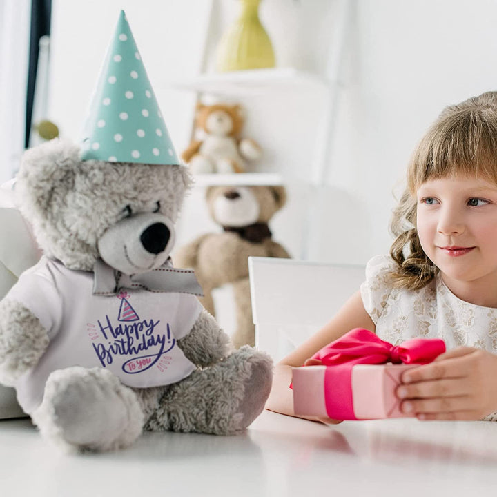 6 Pcs Bear Clothes Basic Tee Shirt Classic Stuffed T Shirt Plush Crew Neck for Stuffed Bears Doll with 14 - 18 Inch, Bear Not Included(White)