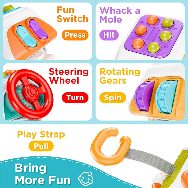 10 in 1 Baby Busy Board Cube, Montessori Sensory Toy Toddler 1-3, Infant Carseat Plane Travel, Kid Education Learning Activity, Birthday Gift 6 9 10 12 18 Month 1 2 Year Old Boy Girl
