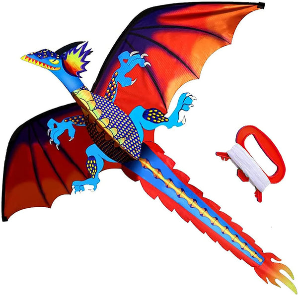 -Upgrade Classical Dragon Kite Stereoscopic Dragon Kites for Kids & Adults Easy to Fly for Beginner Easter 55Inch X 62Inch Single Line with Tail