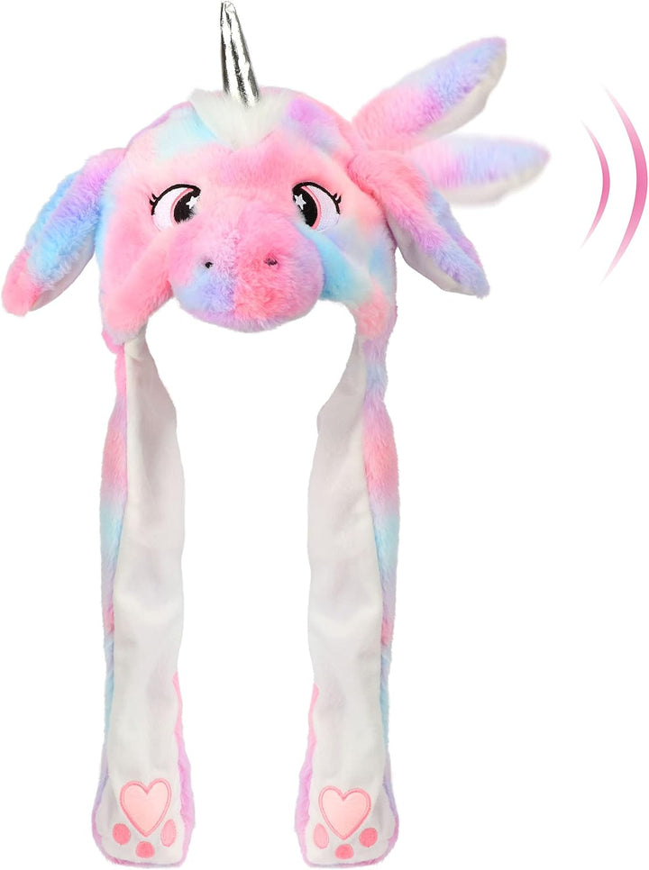 Animal Hat with Ears Moving Jumping Pop up Beating Hat Plush Holiday Cosplay Dress up Funny Gift for Kids