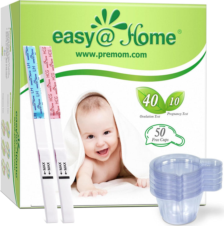 Ovulation & Pregnancy Test Strips Kit: 25 Ovulation Tests 10 Pregnancy Tests & 35 Large Urine Cups - Powered by Premom Ovulation APP | 25LH + 10HCG + 35 Urine Cups