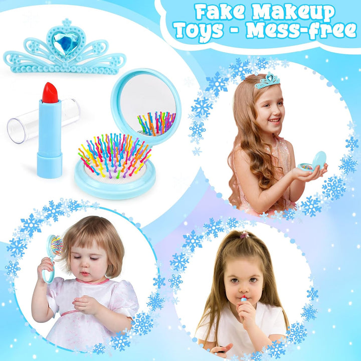 Play Purse for Little Girls, Toddler Kids Toy Purse with Accessories, Pretend Play Makeup Set, Crossbody Bag, Wallet, Fake Keys, Birthday Christmas Princess Gifts Toys for Girls Ages 3 4 5 6 Year Old
