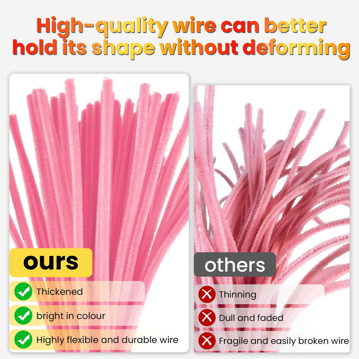 200PCS Pipe Cleaners with Instruction Manual 20 Colors Chenille Stems Bulk Art Craft Supplies Colorful Thick Fluffy Fuzzy Wire Sticks DIY Project for Kids Adults Back to School Supplies