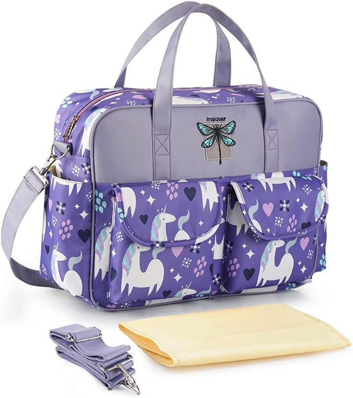 Mummy Shoulder Bag Diaper Bag Chic Nappy Changing Bag Tote/Messenger Style Large with Changing Mat, Adjustable Straps