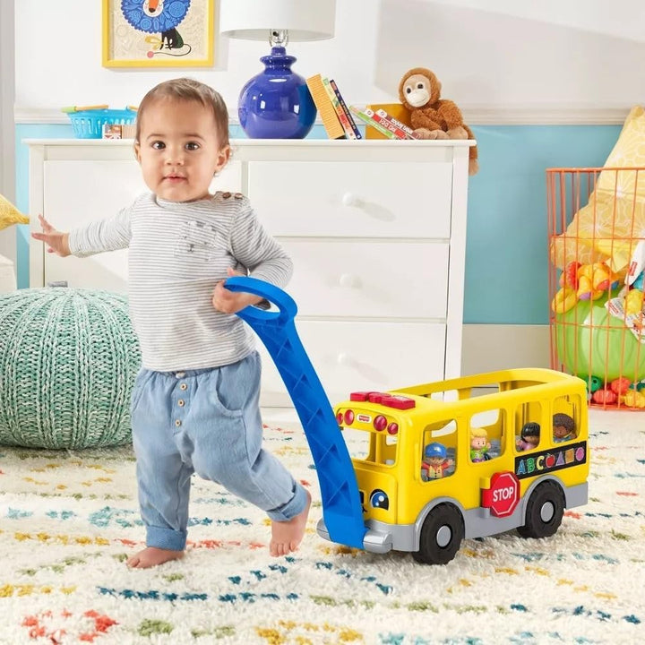 Little People Toddler Learning Toy, Big Yellow Bus Musical Pull-Along Vehicle for Pretend Play Kids Ages 1+ Years