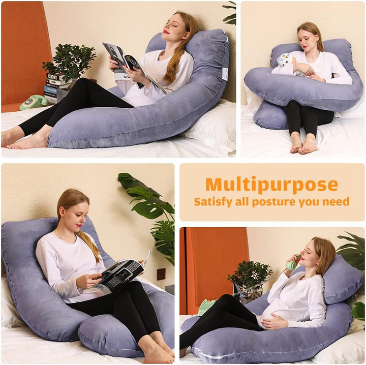 Pregnancy Pillow, U Shaped Full Body Maternity Pillow 58 Inch, Pregnant Women Must Haves Pregnancy Pillows for Sleeping with Removable Cover