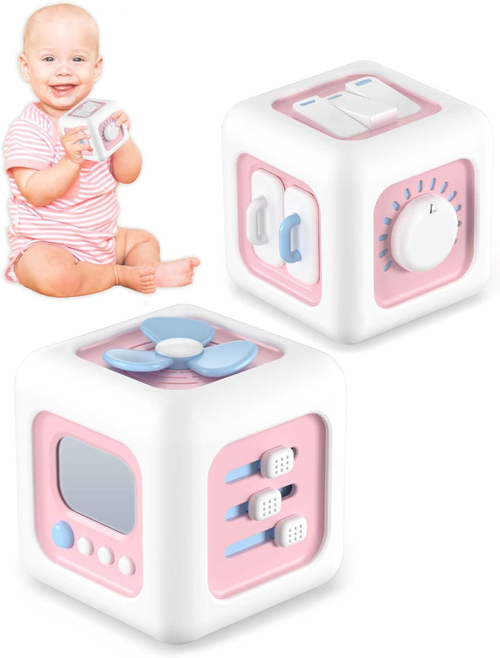 6 in 1 Busy Cube Montessori Toys for 1 Year Old Boy, Baby Sensory Toys for Ages 1-3, Toddler Learning Activities Travel Toy Birthday Gift for 1 2 3 Year Old Boy Girl