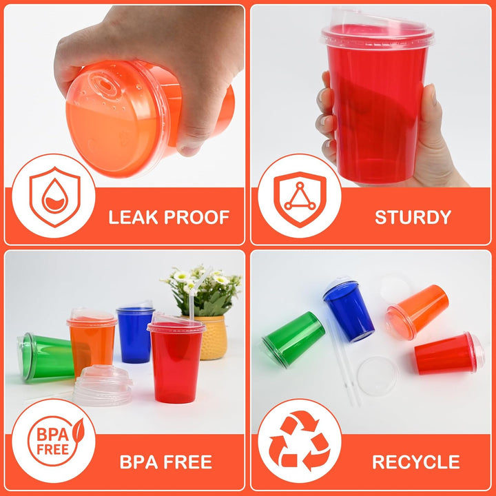 12 Oz Kids Sippy Cups, 4 Colours Assorted Total 20 Count Spill Proof Reusable Cups, Bpa-Free, Perfect for Party