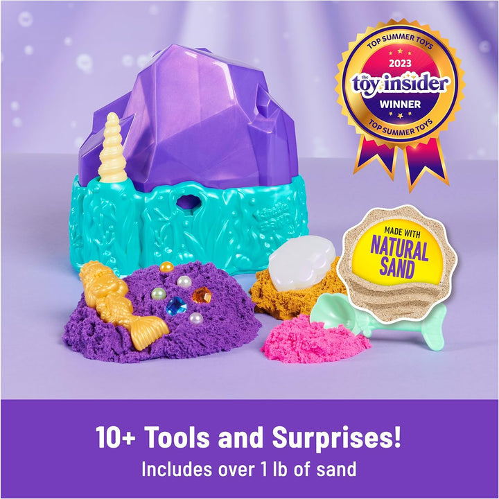 , Mermaid Crystal Playset, over 1Lb of Play Sand, Gold Shimmer Sand, Storage and Tools, Sensory Toys for Kids Ages 3 and Up