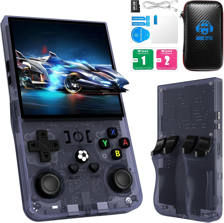 2025 New Upgrade R36MAX Retro Handheld Game Console with 64G Built-In 18000+ Classic Games, Portable Hand Held Open Source Linux System 4.0-In 4K HD IPS Screen Video Player (White 64GB)
