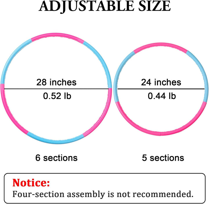 Kids Exercise Hoop, Detachable & Size Adjustable Toy Hoop, Professional Hoola Rings for Kids, Blue, Pink