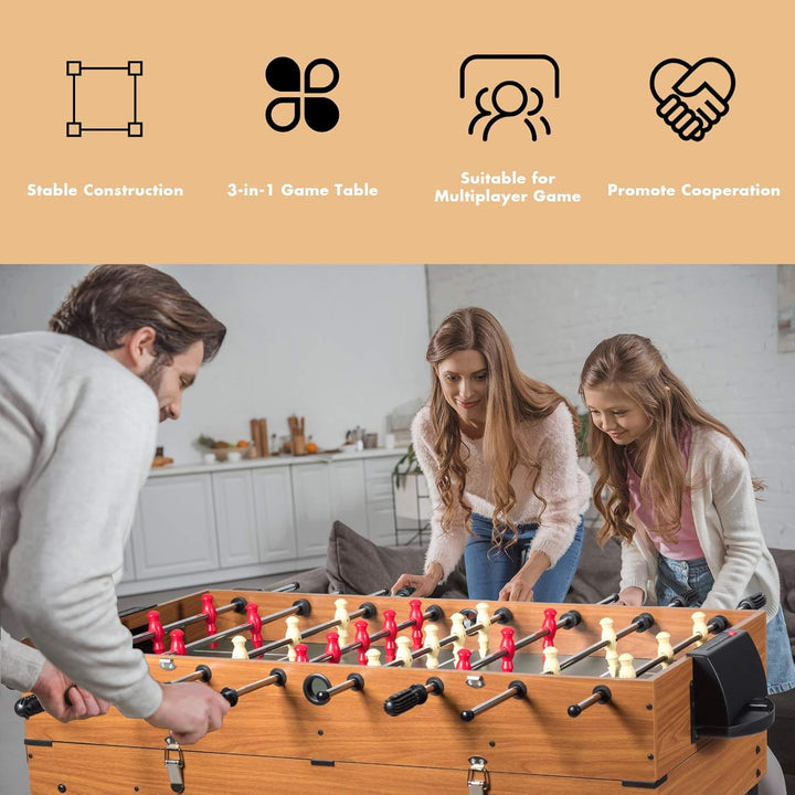 3 in 1 Multi Game Table, 49 Inch with Foosball Hockey & Billiards, Competition Sized Combo Game Table for Home, Game Room, Bar, Party, Club