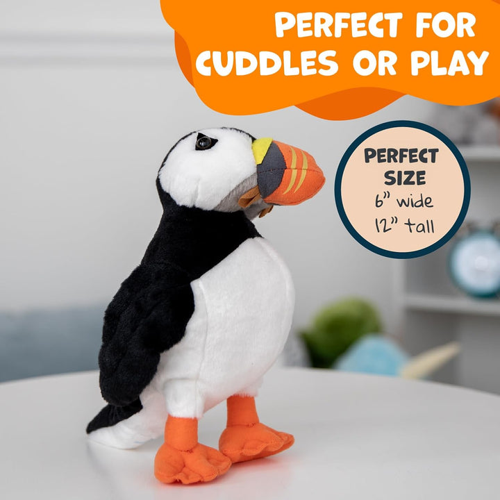 12" Black and White Puffin Plush Toy
