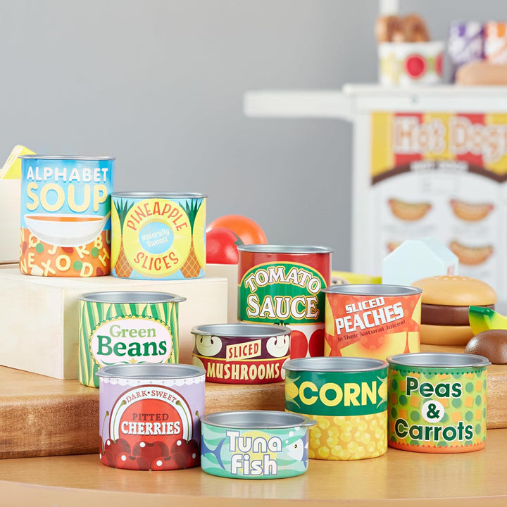 Let'S Play House! Grocery Cans Play Food Kitchen Accessory - 10 Stackable Cans with Removable Lids
