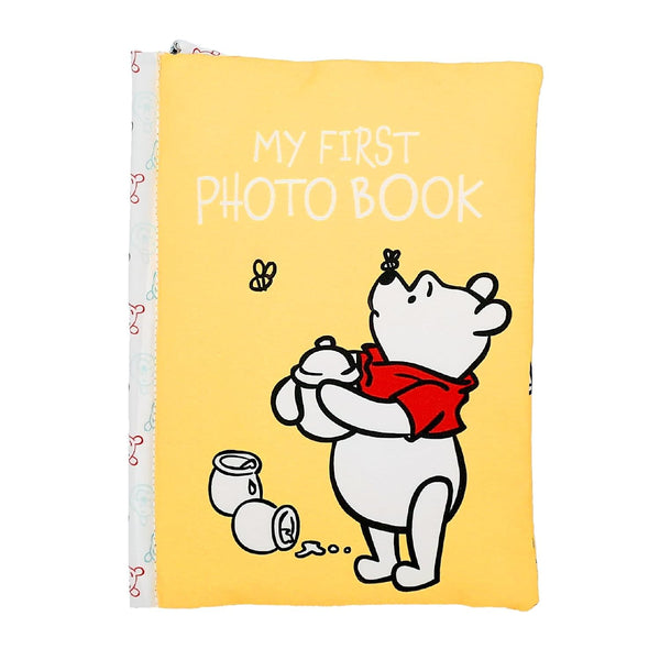 Disney Winnie the Pooh Photo Album with Soft Pages and Crinkle Sounds for Babies and Toddlers – Holds 4X6 Photos and on the Go Strap for Stroller, Car Seat or Crib for Baby