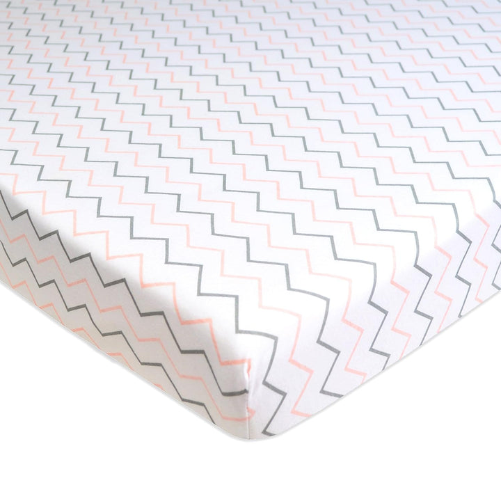 2 Pack 100% Natural Cotton Fitted Pack and Play Sheets 39" X 27" - Soft & Breathable Pack N Play Sheets for Playard & Mini Crib Mattress, Gray Star/Gray Zigzag, for Boys & Girls