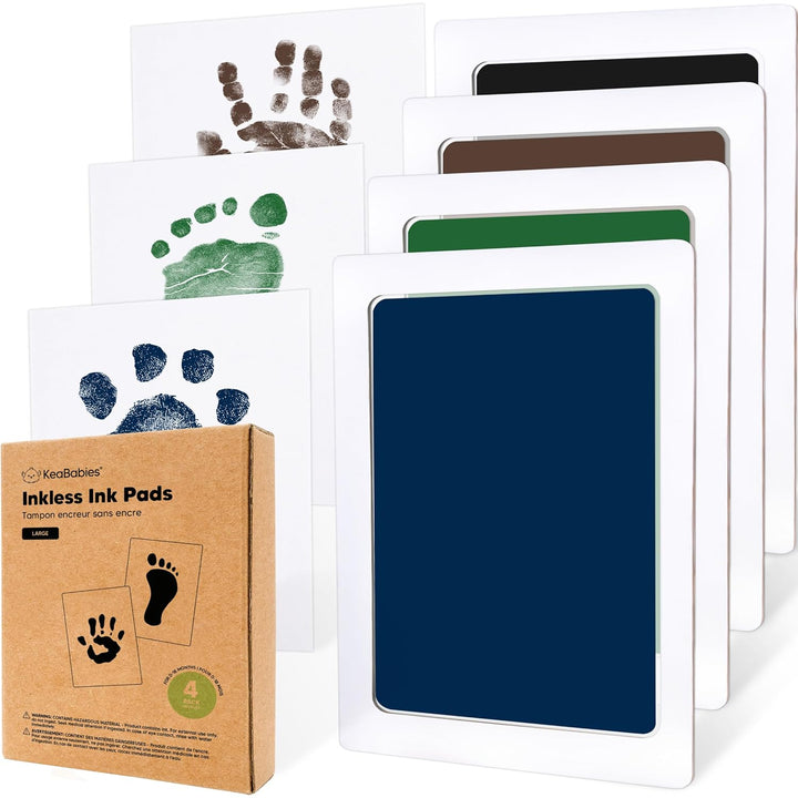 4-Pack Inkless Baby Hand and Footprint Kit - Mess Free Ink Pad for Newborn Keepsake, Dog Nose & Paw Print Kit, Clean Touch Ink Pad for Baby Hand & Footprints, Ideal New Mom Gifts (Jet Black)
