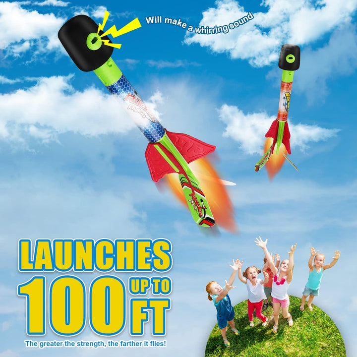 Toy LED Light up Rocket Launcher for Kids Indoor Outdoor Game Toys Foam Rockets Birthday Toys for Kids Toddler Boys Girls Age 3 4 5 6 + Years Old